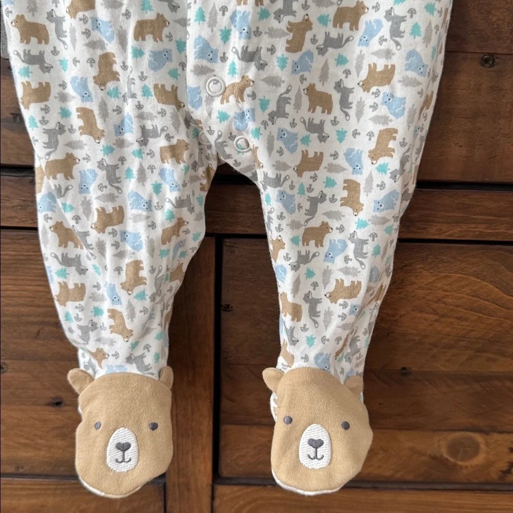 NWT Carter's Baby Boy 4-Piece Bear Sleep & Play Take Home Bundle - 3M